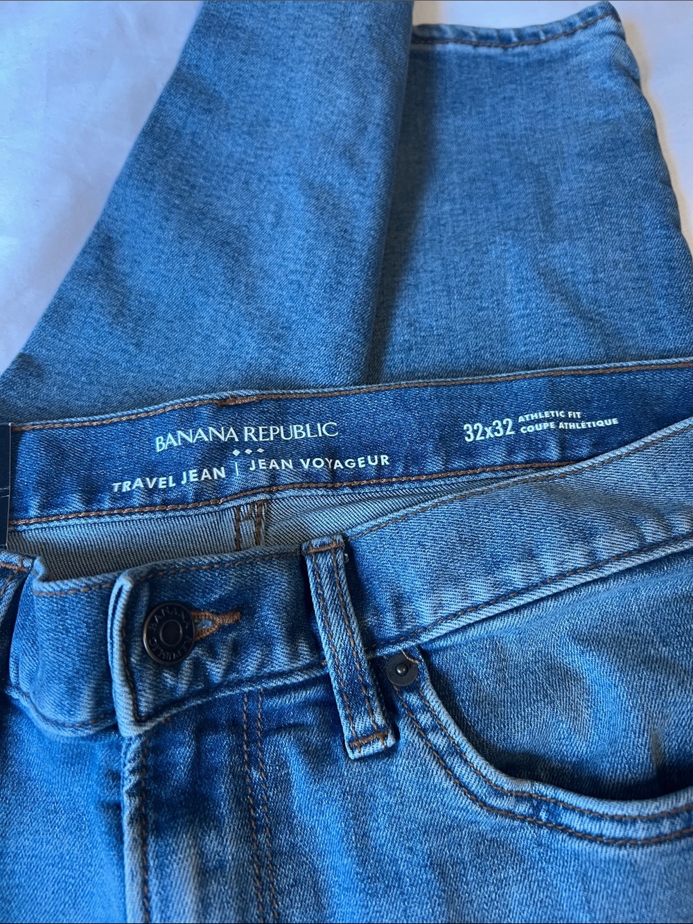 Banana Republic Blue Straight-Leg Travel Jeans